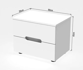 Κομοδίνο Afina pakoworld mdf σε λευκή glossy απόχρωση 50x35x41εκ