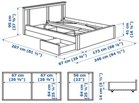 SONGESAND σκελετός κρεβατιού με 2 κουτιά αποθήκευσης, 160X200 cm 392.411.12