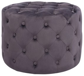 Σκαμπό Kassie Γκρί Βελούδο Τύπου Chesterfield Φ60x43Yεκ.
