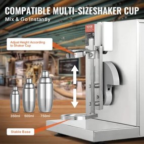 Milkshake Maker Machine 120W Electric Milk Tea Shaker Stainless Steel Commercial