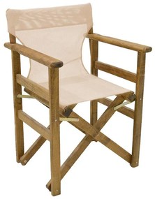 Director&#039;s armchair frame Retto solid beech walnut-ecru 61x51x86 εκ.