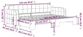 Καναπές Κρεβάτι Συρόμενος Ανοιχτό Γκρι 80 x 200 εκ. Βελούδινος - Γκρι