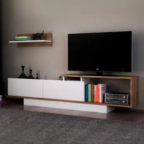 Έπιπλο τηλεόρασης Novara λευκό - καρυδί 180x29x45εκ