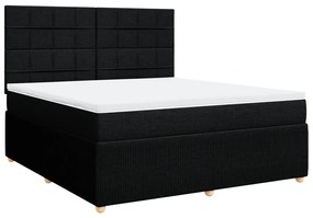 vidaXL Κρεβάτι Boxspring με Στρώμα Μαύρο 180x200 εκ. Υφασμάτινο