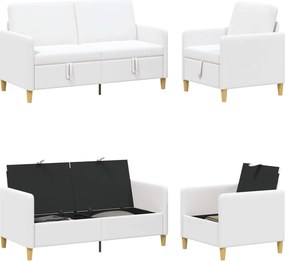 vidaXL Σαλονάκι Σετ Με Αποθηκευτικό Χώρο 2 pcs Λευκό Πολυεστέρας