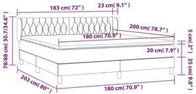 vidaXL Κρεβάτι Boxspring με Στρώμα Μαύρο 180x200 εκ. Υφασμάτινο