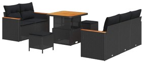 Σετ Καναπέ Κήπου με μαξιλάρι με αποθήκευση Μαύρο Πολυ ράταν