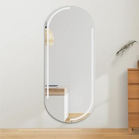 Stewehome Οβάλ Καθρέπτης LED Τοίχου με Κομψή Χάραξη 56x131 cm