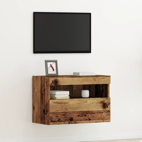 vidaXL Τηλεοπτική Βαθμίδα με LED Φώτα Παλιό Ξύλο 60x30x40 εκ