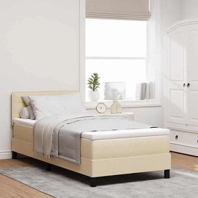 vidaXL κρεβάτι με ελατήριο και στρώμα μπεζ 90x200 εκ. ύφασμα
