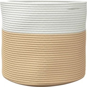 vidaXL Καλάθι Αποθήκευσης Μπεζ και Λευκό Ø40 x 35 εκ. Βαμβακερό