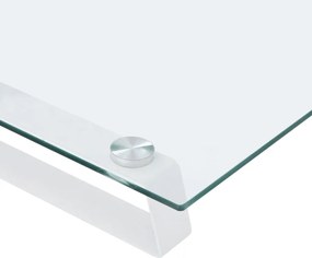 vidaXL Βάση Οθόνης Λευκή 60 x 20 x 8 εκ. από Ψημένο Γυαλί και Μέταλλο