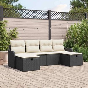 vidaXL Σετ Καναπέ Κήπου 6 pcs Μαύρο και κρεμ 231 x 117 x 85 εκ