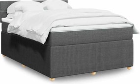 vidaXL Κρεβάτι Boxspring με Στρώμα Σκούρο Γκρι 140x190 εκ. Υφασμάτινο