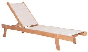 BEACH LOUNGER MILOS  BEECH WOOD IN NATURAL-ECRU TEXTILENE CUSHION COVER 204x65x92,5Hcm.