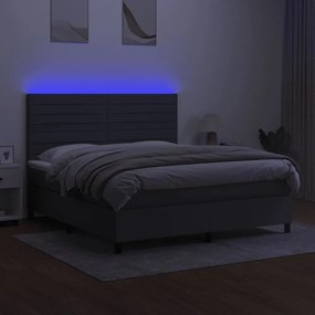 ΚΡΕΒΑΤΙ BOXSPRING ΜΕ ΣΤΡΩΜΑ &amp; LED ΣΚ.ΓΚΡΙ 180X200 ΕΚ ΥΦΑΣΜΑΤΙΝΟ 3134974