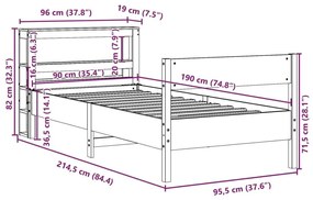 Σκελετός Κρεβ. Χωρίς Στρώμα Καφέ Κεριού 90x190 εκ Μασίφ Πεύκο - Καφέ