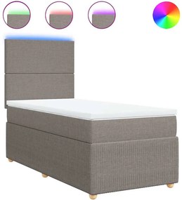 vidaXL Κρεβάτι Boxspring με Στρώμα Taupe 80x200 εκ. Υφασμάτινο