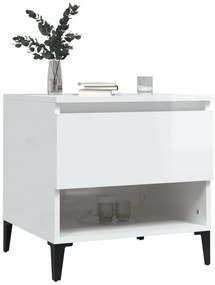 vidaXL Βοηθητικό Τραπέζι Γυαλιστ. Λευκό 50x46x50εκ. Επεξεργασμένο Ξύλο