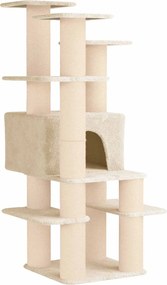 vidaXL Δέντρο γάτας με στύλους ξύρας Κρεμ 161 cm