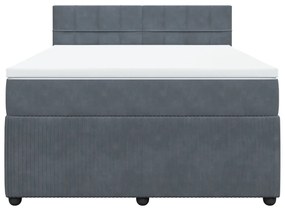 vidaXL Κρεβάτι Boxspring με Στρώμα Σκούρο Γκρι 140x200 εκ. Βελούδινο