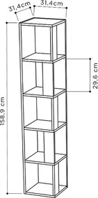 Βιβλιοθήκη γωνιακή Piano Megapap χρώμα λευκό 31,4x31,4x158,9εκ.