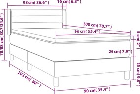 vidaXL Κρεβάτι Boxspring με Στρώμα Κρεμ 90x200 εκ.Υφασμάτινο