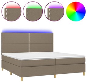vidaXL Κρεβάτι Boxspring με Στρώμα &amp; LED Taupe 200x200 εκ. Υφασμάτινο