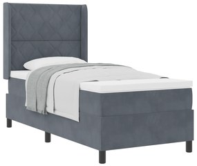 vidaXL Κρεβάτι με Στρώμα Σκηνίτσα Σκούρο Γκρι 90x200 εκ. Βελούδο