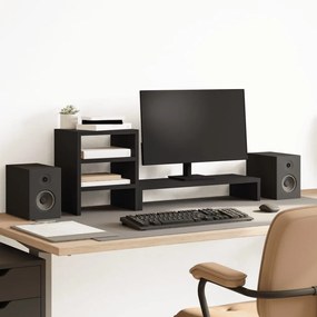 vidaXL Βάση Οθόνης με Organiser Γραφείου Μαύρη από Επεξεργασμένο Ξύλο