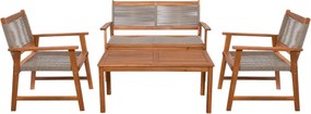 SPRING Set Σαλόνι Κήπου Ακακία Φυσικό, Wicker Μπεζ: Τραπέζι + Καναπέ 2Θέσιο + 2 Πολυθρόνες   1τμχ