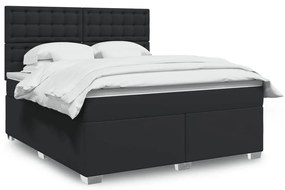 Κρεβάτι Boxspring με Στρώμα Μαύρο 180x200εκ.από Συνθετικό Δέρμα