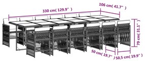 vidaXL Τραπεζαρία Κήπου 13 Τεμαχίων Γκρι Συνθετικό Ρατάν με Μαξιλάρια