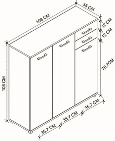 Παπουτσοθήκη - Ντουλάπι Polly Megapap χρώμα λευκό 108x35x108εκ.