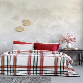 Κουβέρτα Βελουτέ Joy Red-Ecru Nima Μονό 160x220cm Πολυέστερ