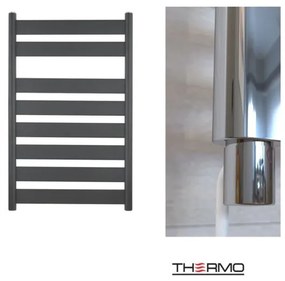 Thermo LARGO Θερμαινόμενη πετσετοκρεμάστρα από Mild Steel με ηλεκτρική λειτουργία, 80x50cm Black