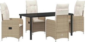 vidaXL Σέτ φαγητού για κήπο 5 pcs Μπεζ συνθετικό ρατάν