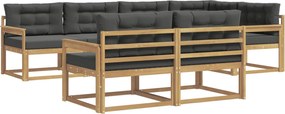 vidaXL Σειρά Καναπέ Εξωτερικού 6 pcs Άσπρο και Ανθρακί Πολυεστέρας