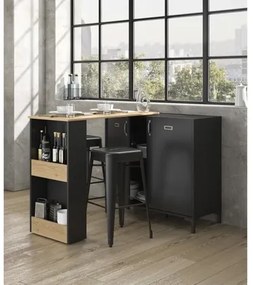Epiplo World  Manchester τραπέζι ψηλό bar / κονσόλα 115x45x93εκ. ( 94x136x93εκ. ) Μελαμίνη Helvezia Oak / Black BEST-514856600
