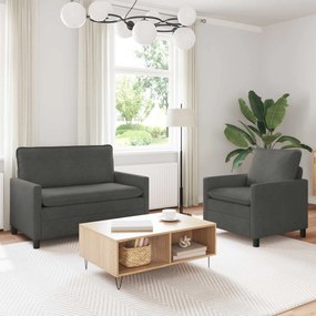 vidaXL Σετ Καναπέ 2 pcs Σκούρο Γκρι Ύφασμα