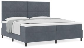 vidaXL κρεβάτι Box Spring με στρώμα  Γκρι 200x200 εκ Βελούδο