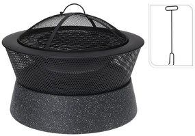 Εστία φωτιάς εξωτερικού χώρου με σχάρα ΒΒQ, 54.5x38cm, Μαύρο