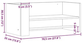 Ραφιέρα Τοίχου Γκρι Sonoma 70,5x35x30,5 εκ. Επεξεργασμένο Ξύλο - Γκρι