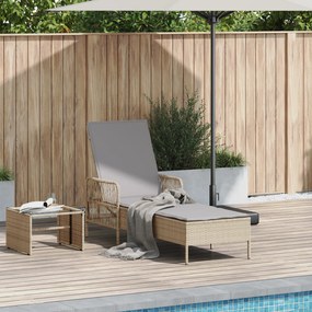 vidaXL Ξαπλώστρα Μπεζ και ανοιχτό γκρι PE ρατάν 157 x 55 x 92 εκ.