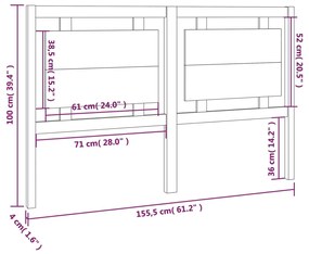 vidaXL Κεφαλάρι Κρεβατιού Λευκό 155,5 x 4 x 100 εκ. Μασίφ Ξύλο Πεύκου