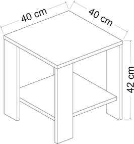Βοηθητικό Τραπεζάκι (40x40x42) A-G Midi Yan 362ANT1108 Walnut