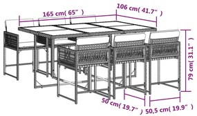 vidaXL Σετ Τραπεζαρίας Κήπου 7 τεμ. Μικτό Μπεζ Συνθ. Ρατάν & Μαξιλάρια