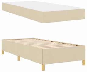 vidaXL Σκελετός Κρεβατιού με στρώμα Κρεμ 90 x 190 cm ύφασμα