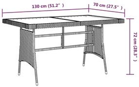 Τραπέζι Κήπου Γκρι 130x70x72 εκ. Συνθετικό Ρατάν/Ξύλο Ακακίας - Γκρι