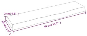 Ράφι Τοίχου 40 x 10 x 2 εκ. από Ακατέργαστο Μασίφ Ξύλο Δρυός - Καφέ